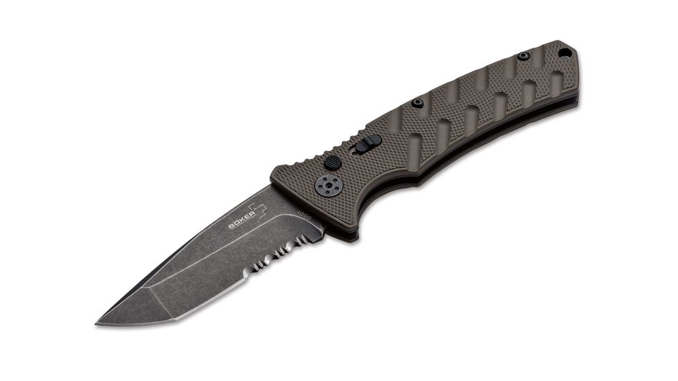Boker Strike Coyote Tanto Folding Knife, 3.3in, AUS-8, Aluminum, Khaki, 01BO425N