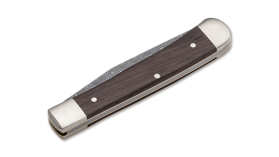 Boker Trapper Anniversary 150 Damascus Folding Knife, 3.3in, Damascus, Chestnut Wood, Brown, 115004DAM