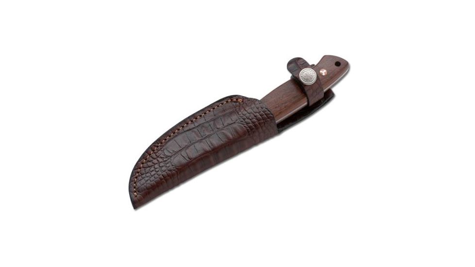 Boker USA Arbolito El Trampero Fixed Blade Knife, Guyacan Wood Handle w/ Leather Sheath 02BA575G
