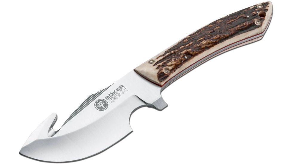Boker USA Arbolito Chacabuco Fixed Blade Knife,2.88in N695 Steel Blade,Stag Handle 02BA511H