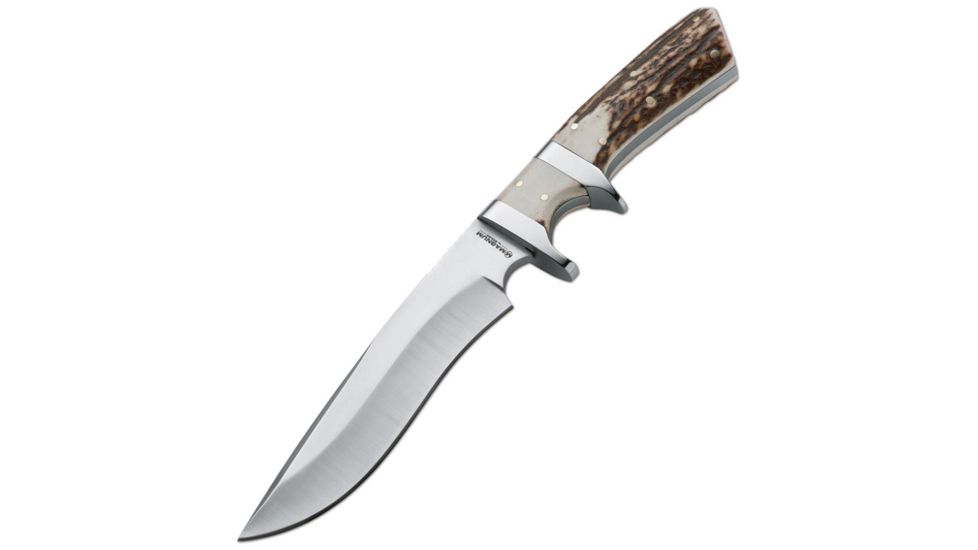 Boker USA Back Country Subhilt, Stag Handle, Plain, Leather Sheath B-02LL315