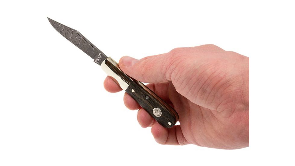 Boker USA Boker Barlow Classic Damascus Folding Pocket Knife,2.6in Damascus Steel Blade,Bog Oak Wood Brown Handle, 100600DAM