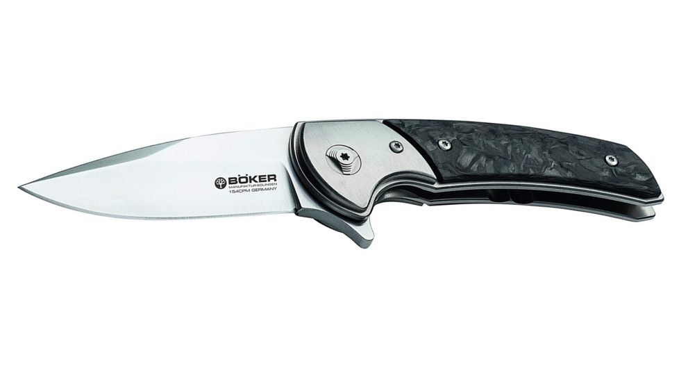 Boker USA Boker Model 13 CG Folding Pocket Knife,3.1in CPM-154 Steel Blade,Carbon Fibre Black Handle, 111654