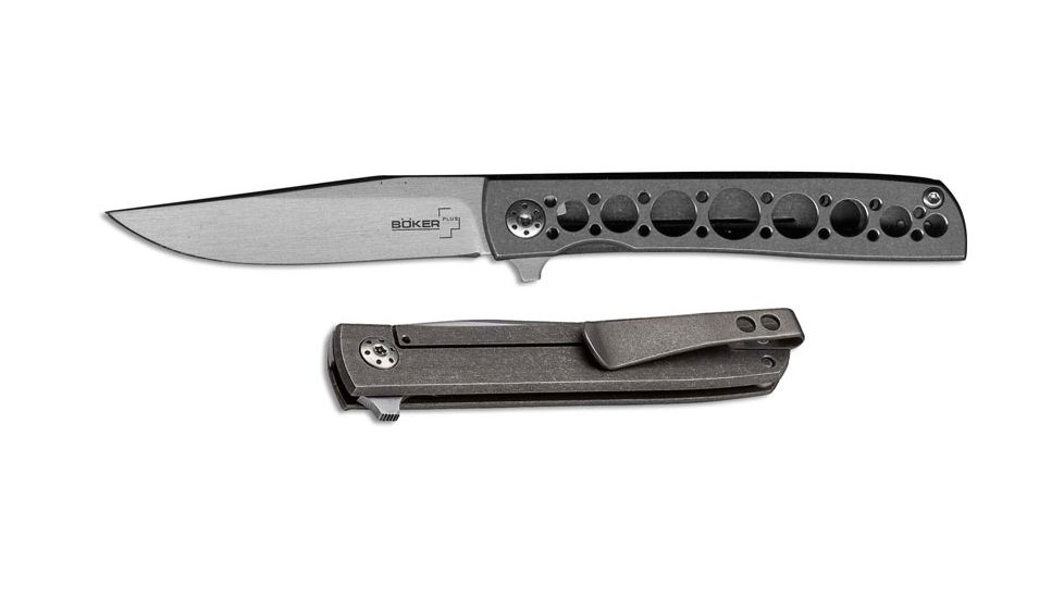 Boker USA Boker Plus Urban Trapper Petite Folding Pocket Knife,2.8in VG-10 Steel Blade,Titanium Grey Handle, 01BO780