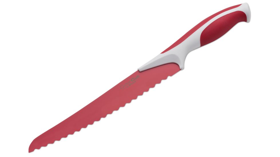 Boker USA Colorcut Bread Knife,8.375in CrMoV Steel Blade,Raspberry Red Handle 03CT103