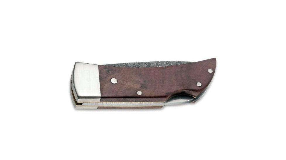 Boker USA Damascus Knife, African Thuya Handle, 3.25in Blade 111104DAM
