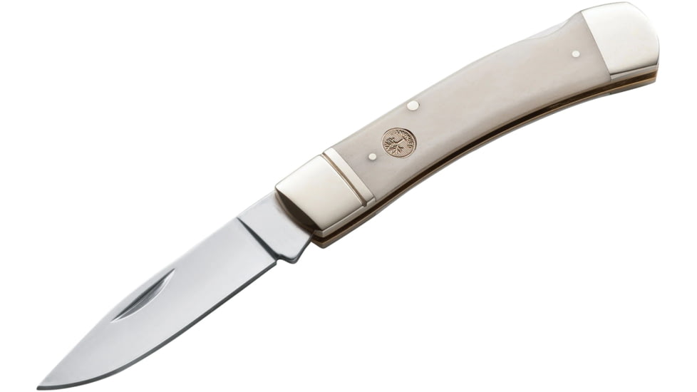 Boker USA Gentlemans Lockback Folding Knife,Carbon Steel Blade,3.75in Closed,White Bone Handle Scales 110250WBC