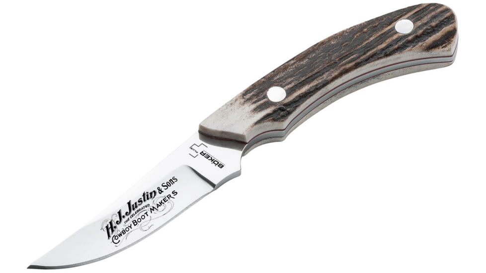 Boker USA Justin Cowboy Crossdraw Knife, Stag, Small, 02BO515JU