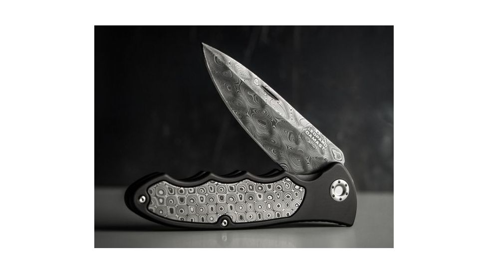 Boker USA Leopard Damast III 42 Collection Folding Knife,3.81in Hanforged Damascus Blade,Powdered Metal Damascus Inlays 110239DAM