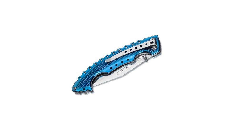 Boker USA Magnum Blue Bowie Folding Knife,3.875in 440 Steel Blade,Blue Coated Steel Handle 01RY855