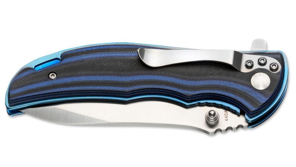 Boker USA Magnum Blue Line Folding Pocket Knife,3.7in 440A Steel Blade,G-10 Blue-Black Handle, 01SC001