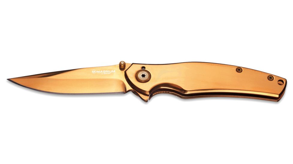 Boker USA Magnum Gold Finger Folding Knife,3.13in 440 Stainless Steel Blade,Stainless Steel Handle 01LG277