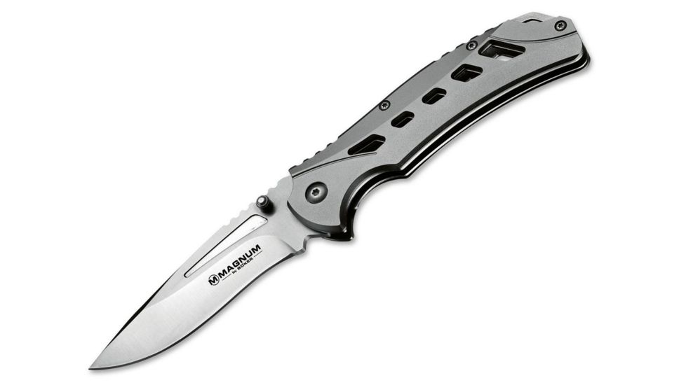 Boker USA Magnum Graymen Folding Blade Knife,3.38in,440A Blade,Stainless Steel Handle 01LG450