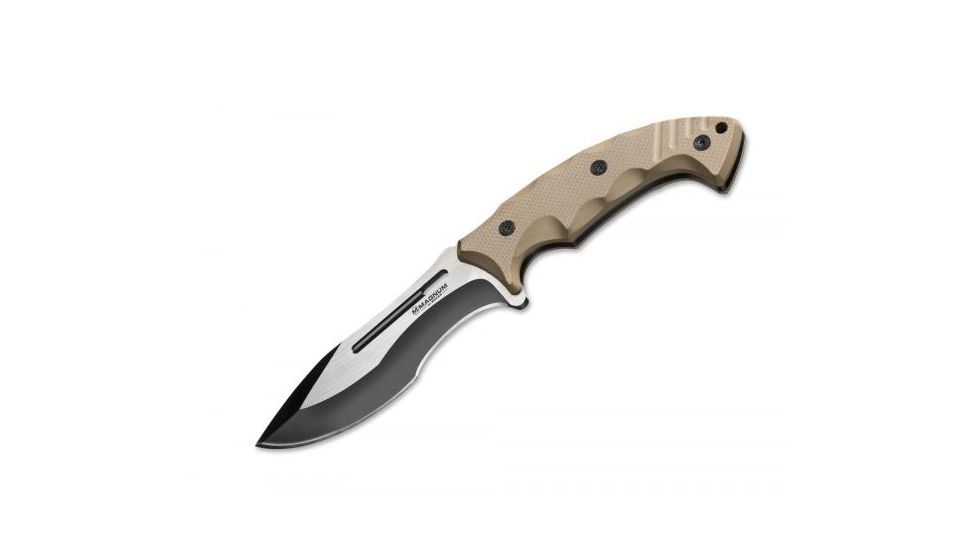 Boker USA Magnum Joint Adventure Fixed Blade Knife,4.9in 440A Steel Blade,G-10 Khaki Handle 02SC102