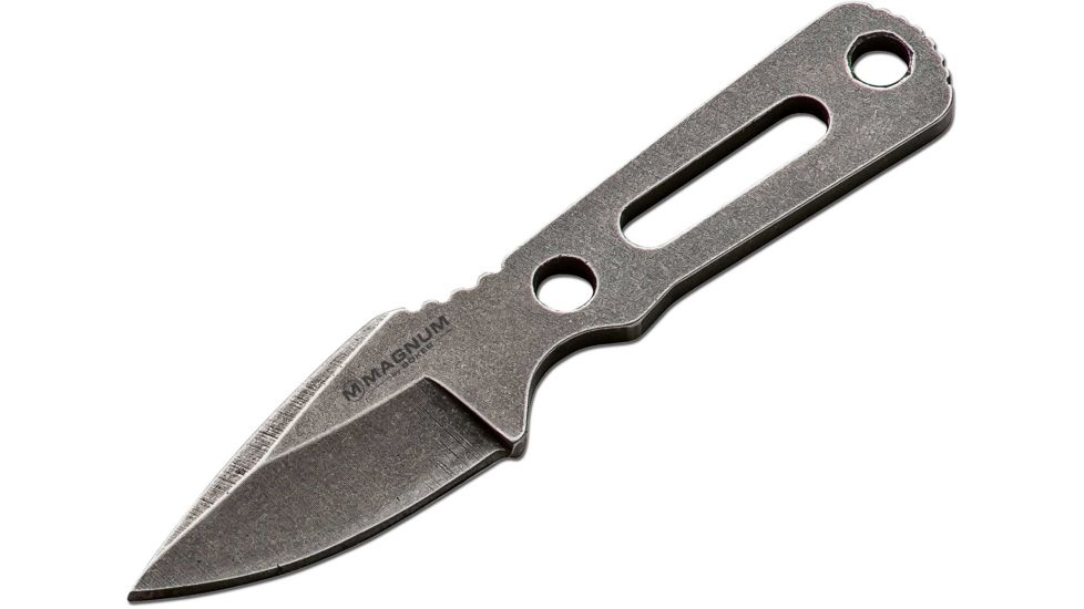 Boker USA Magnum Lil Friend Arrowhead Fixed Blade Knife,1.38in 440 Stainless Steel Blade,Stainless Steel Handle 02SC754