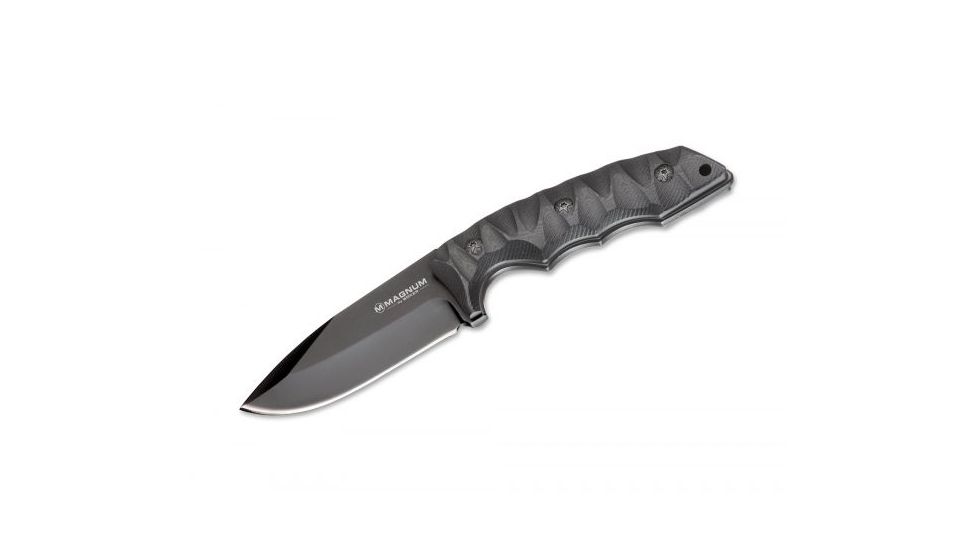 Boker USA Magnum Night Shade Fixed Blade Knife,3.8in 440A Steel Blade,G-10 Black Handle 02SC155