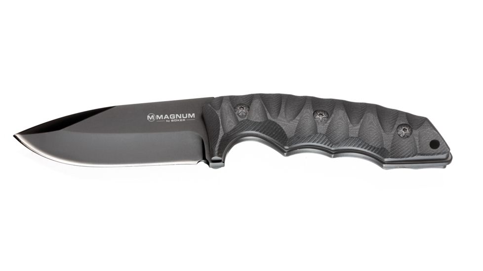 Boker USA Magnum Nightshade Fixed Blade Knife,3.8in 440A Steel Blade,G-10 Black Handle, 02SC155