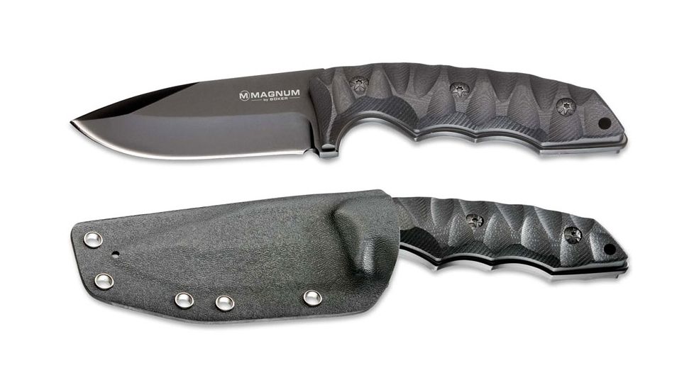 Boker USA Magnum Nightshade Fixed Blade Knife,3.8in 440A Steel Blade,G-10 Black Handle, 02SC155