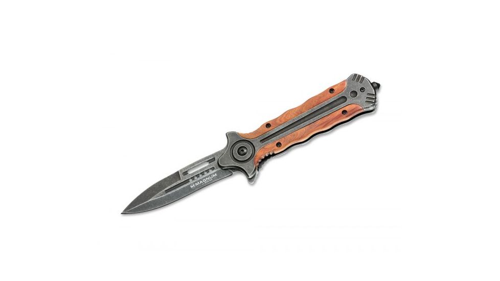 Boker USA Magnum Smasher Folding Pocket Knife,3.1in 440A Steel Blade,Wood Brown Handle 01SC049N