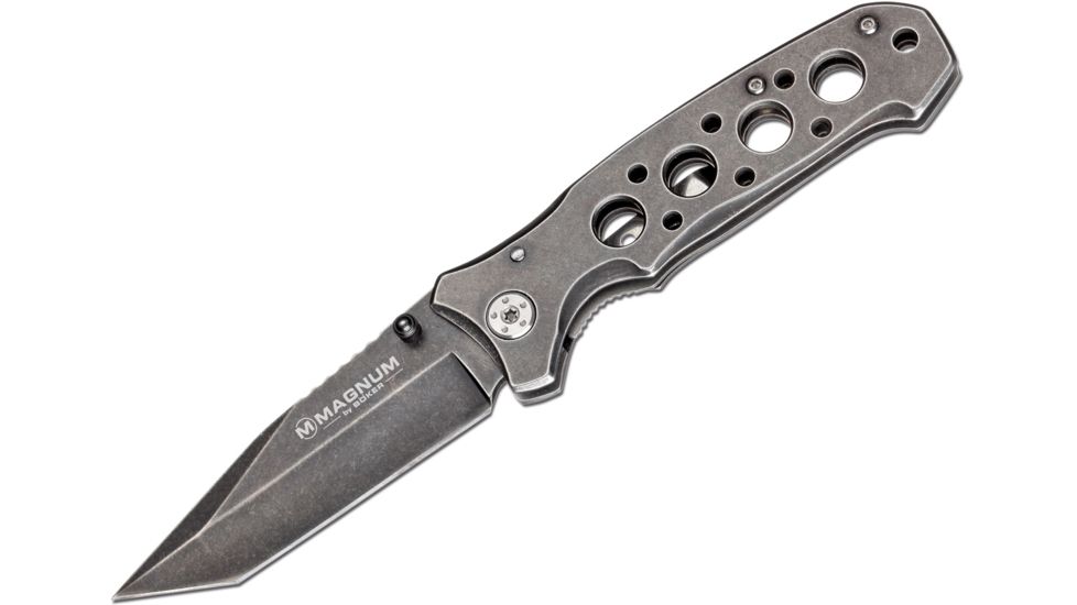 Boker USA Magnum Vintage II Folding Knife,3.5in 440 Stainless Steel Blade,Stainless Steel Handle 01YA517