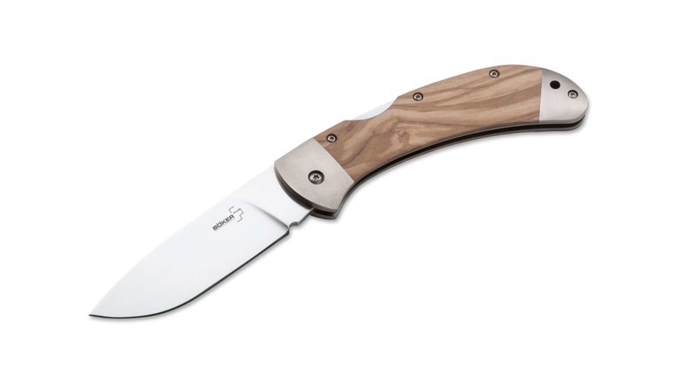 Boker USA Plus 3000 Lightweight Olive Folding Knife,3.62in Drop Point 440C Steel Blade,Olive Wood Handle 01BO085