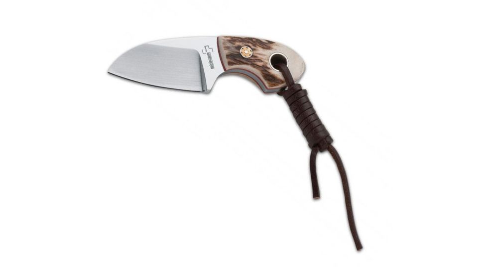 Boker USA Plus Vox Gnome Stag Small Fixed Blade Knife w/ Sheath and Lanyard 02BO268