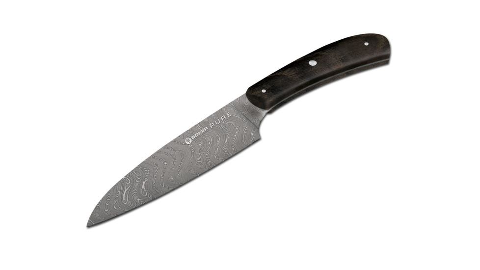 Boker USA Pure All-Purpose Utility Knife,5.5in Damascus Steel Blade,Bog Oak Handle 131478DAM