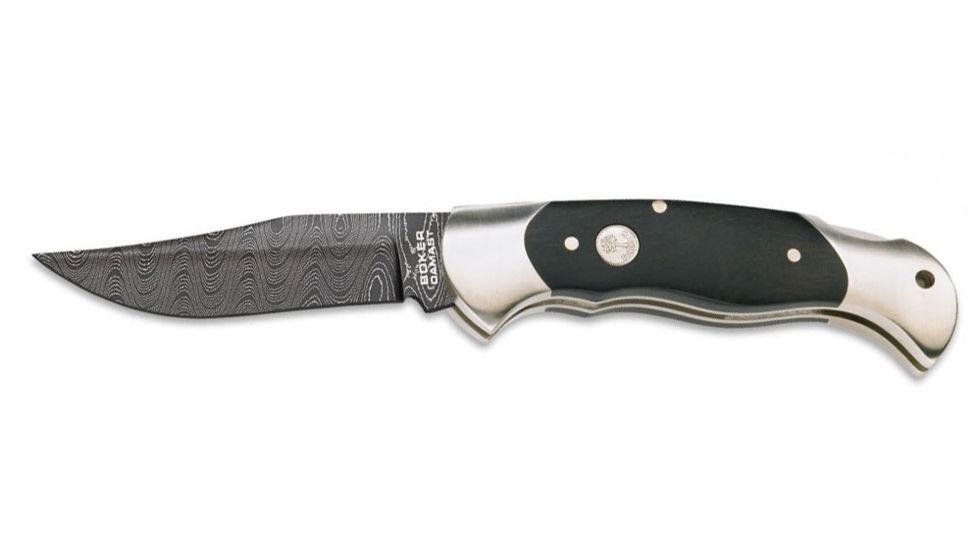 Boker USA Scout Knife, 3.125in Damascus Blade, Ebony Handle 112123DAM