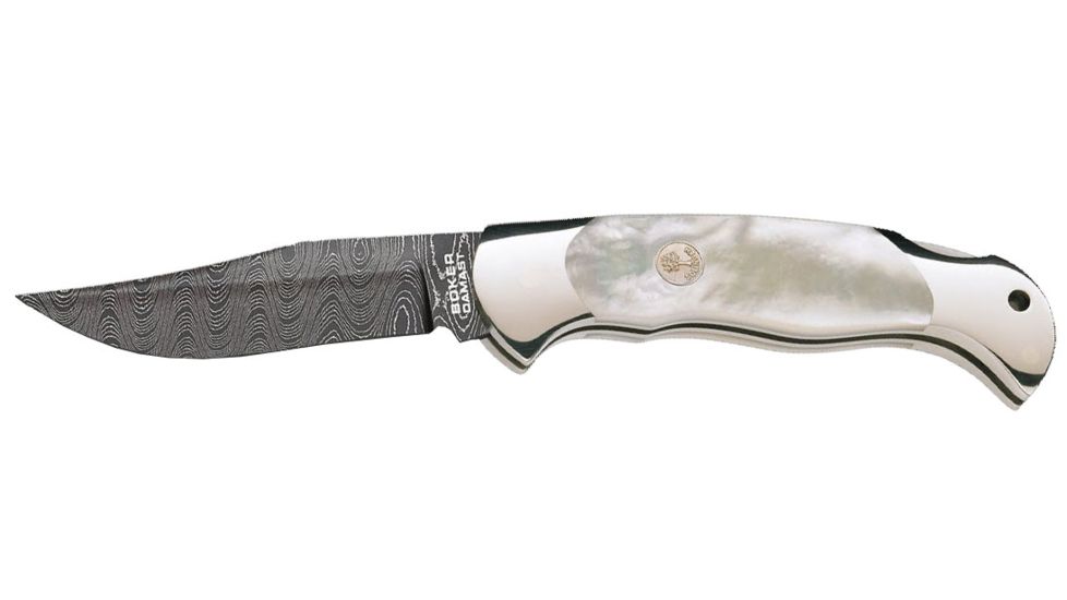 Boker USA Scout Knife, 3.125in Damascus Blade, Pearl Handle 112105DAM