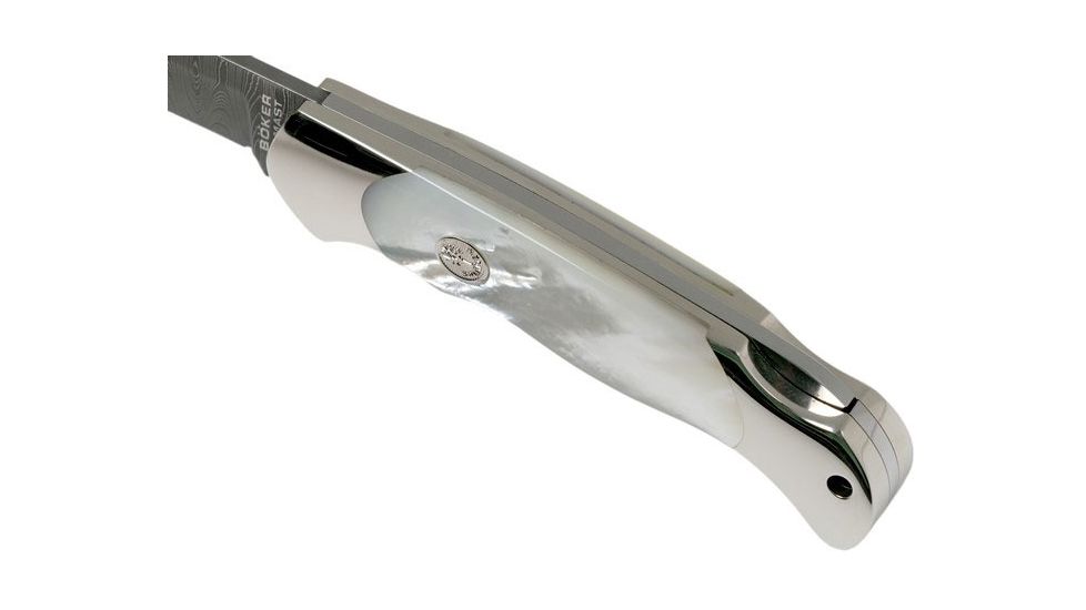 Boker USA Scout Knife, 3.125in Damascus Blade, Pearl Handle 112105DAM