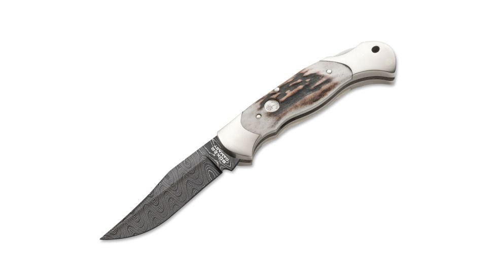 Scout Knife, 3.125in Damascus Blade, Stag Handle