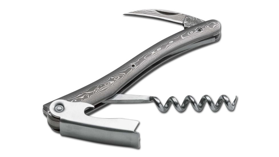 Boker USA Somelier Damascus Bottle Opener and Folding Knife,1.614in Blade 01BO011DAM