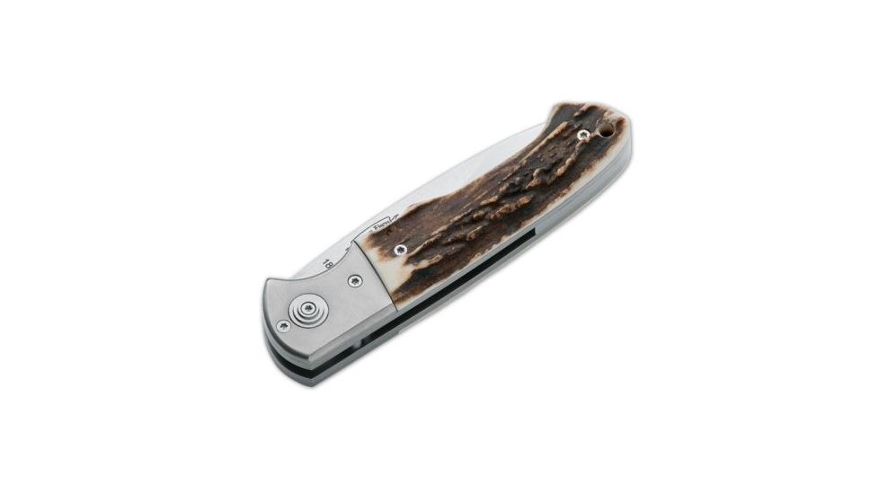 Boker USA Titan Hunter Stag Folding Hunting Knife w/ Leather Sheath 110171