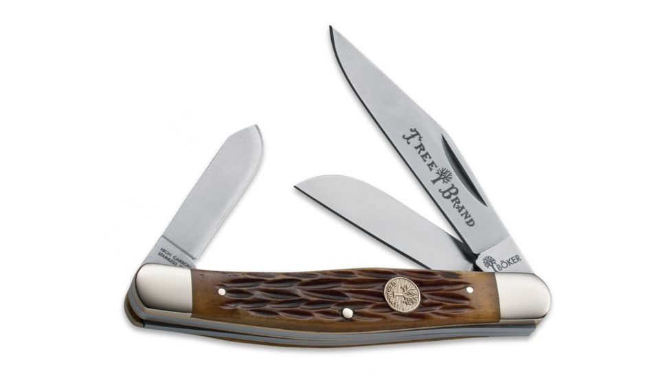Boker USA Traditional Series Stockman Folding Knife,Carbon Steel Blade,4in Closed,Jigged Brown Bone Handle,Clam Pack 110726C