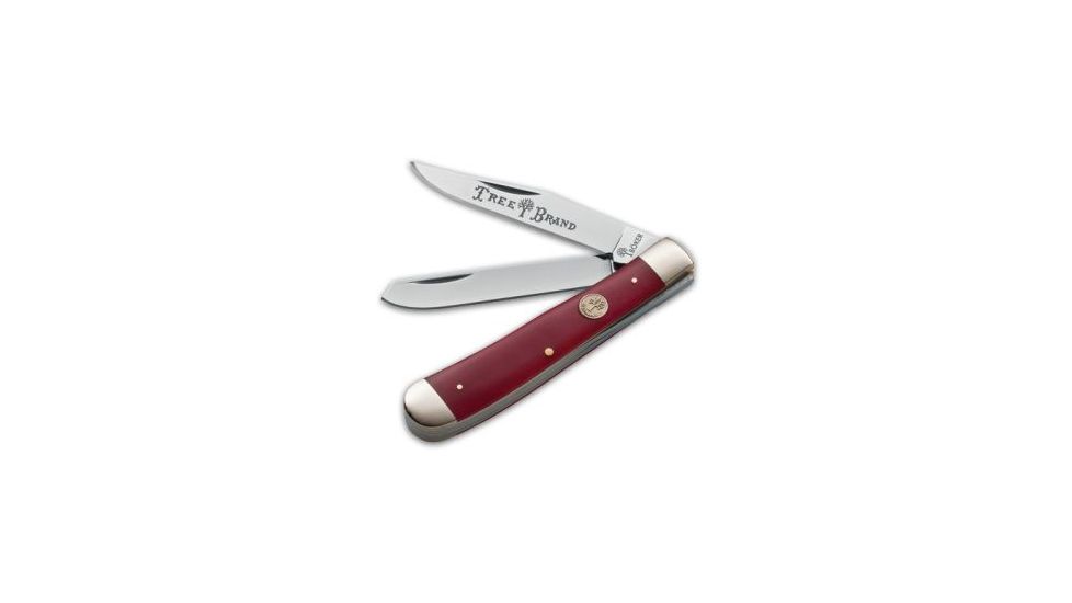Boker USA Trapper Two Blade Folding Knife, Smooth Red Bone Handle 110730