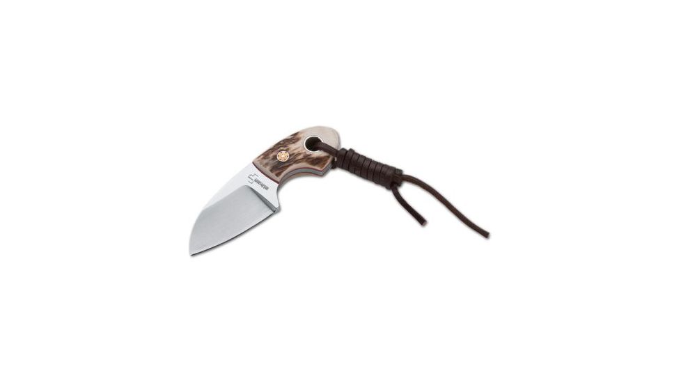 Boker USA Plus Vox Gnome Stag Small Fixed Blade Knife w/ Leather Sheath and Lanyard 02BO268