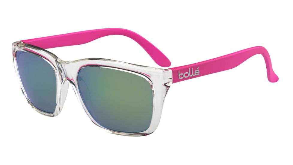 Bolle 527 Sunglasses, Shiny Crystal/Pink Frame, Brown Emerald Lens, 12045