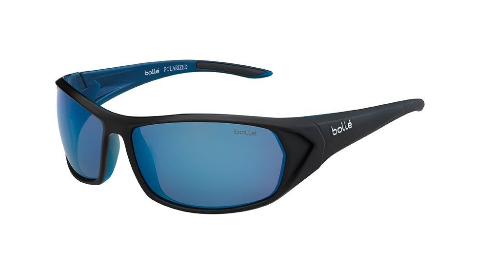 Bolle Blacktail Sunglasses, Shiny Black/Blue Frame, Polarized Offshore Blue Oleo AR Lens, 12031
