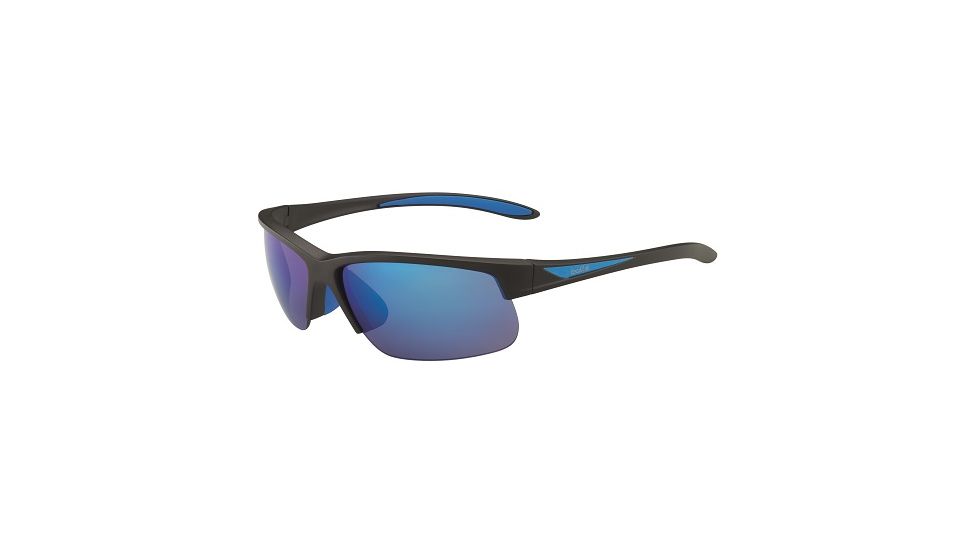 Bolle Breaker Sunglasses, Matte Black/Blue Frame, Polarized Offshore Blue Oleo AR Lens, 12110
