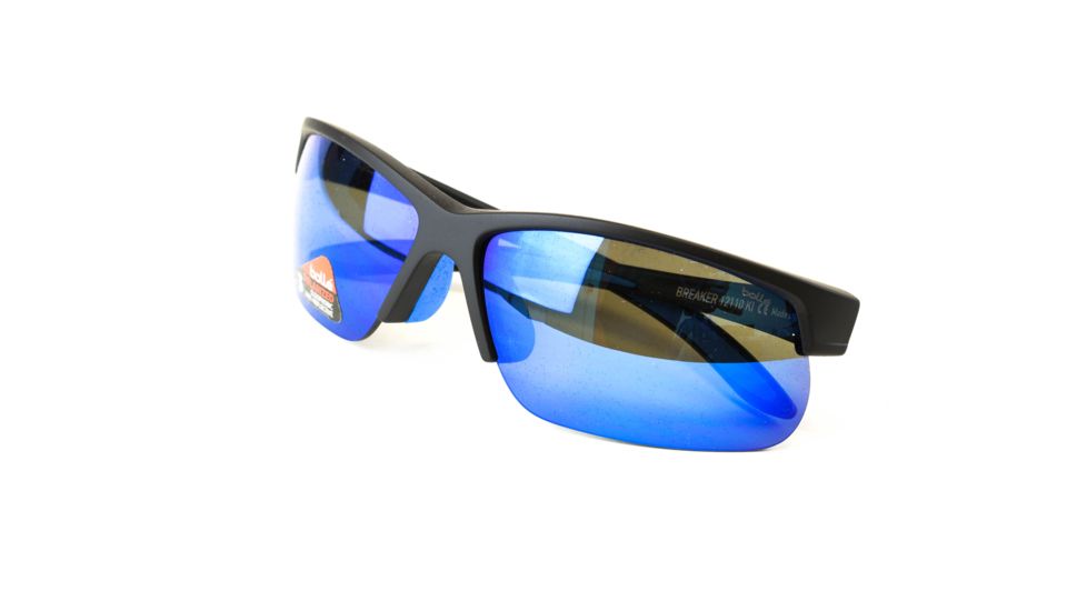 Bolle Breaker Sunglasses, Matte Black/Blue Frame, Polarized Offshore Blue Oleo AR Lens, 12110
