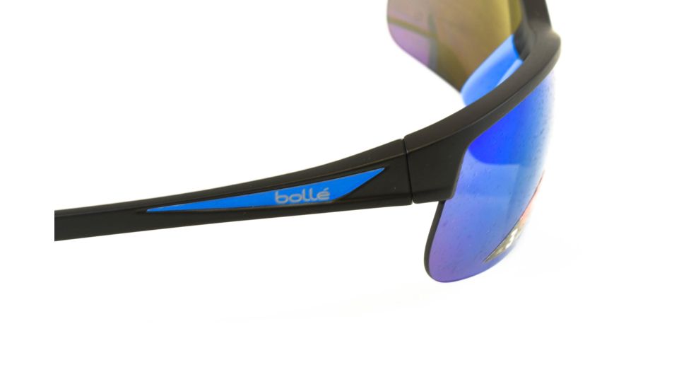 Bolle Breaker Sunglasses, Matte Black/Blue Frame, Polarized Offshore Blue Oleo AR Lens, 12110
