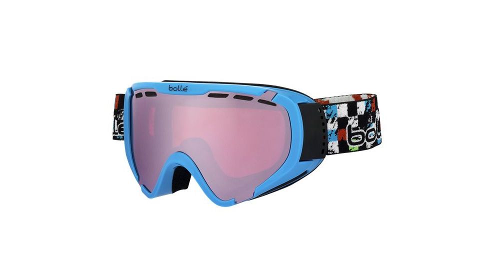 Bolle Explorer Ski/Snowboard Goggles,Shiny Blue Checker Frame,Vermillon Gun Lens 21354