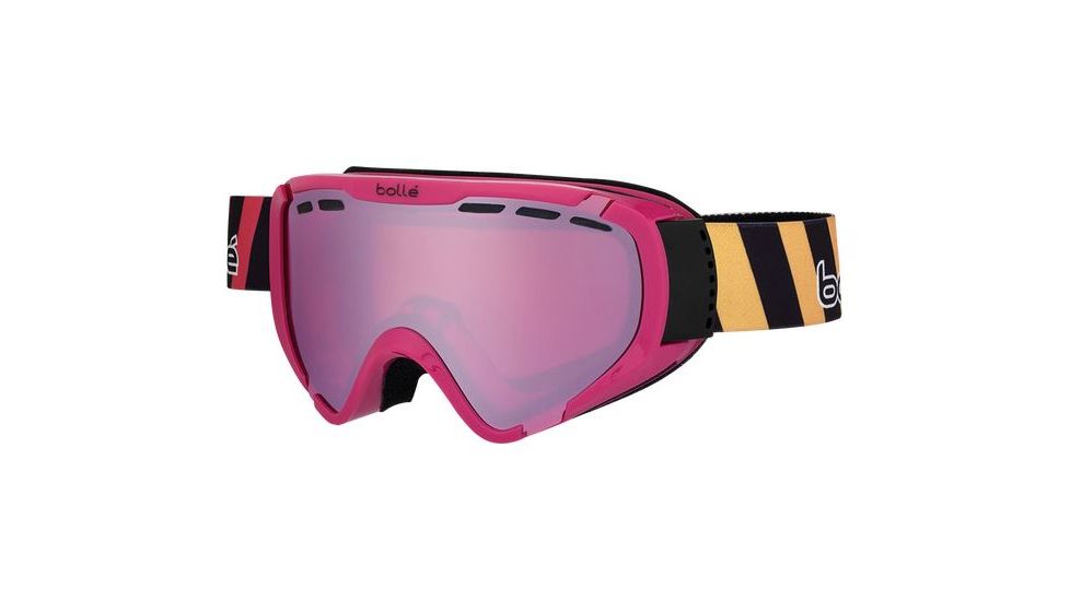 Bolle Explorer Ski/Snowboard Goggles,Shiny Pink Stripes Frame,Vermillon Gun Lens 21353