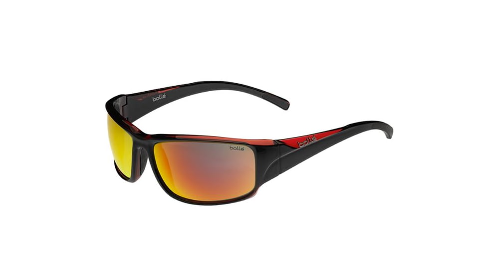 Bolle Keelback Sunglasses, Shiny Black/Red Translucent Frame, TNS Fire Lens, 11906