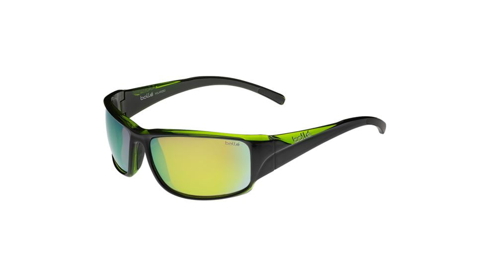 Bolle Keelback Sunglasses, Shiny Black/Green Translucent Frame, Brown Emerald Oleo AF Lens, Polarized, 11904