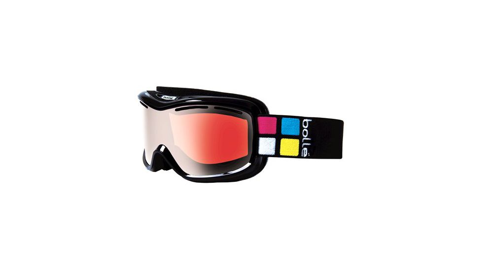 Bolle Monarch Ski/Snowboard Goggles, Shiny Black Frame, Vermillon Gun Lens 20655