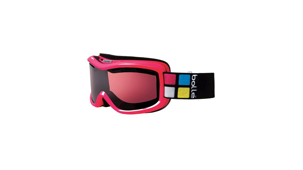 Bolle Monarch Ski/Snowboard Goggles, Shiny Pink Frame, Modulator Vermillon Lens 20657
