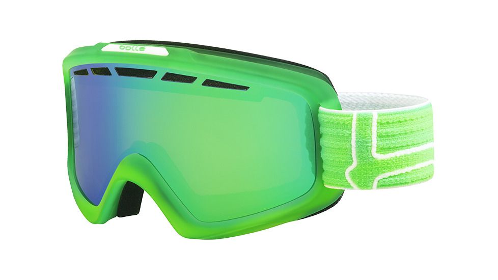 Bolle Nova II Goggles, Matte Green and White Frame, Green Emerald Lens, 21467