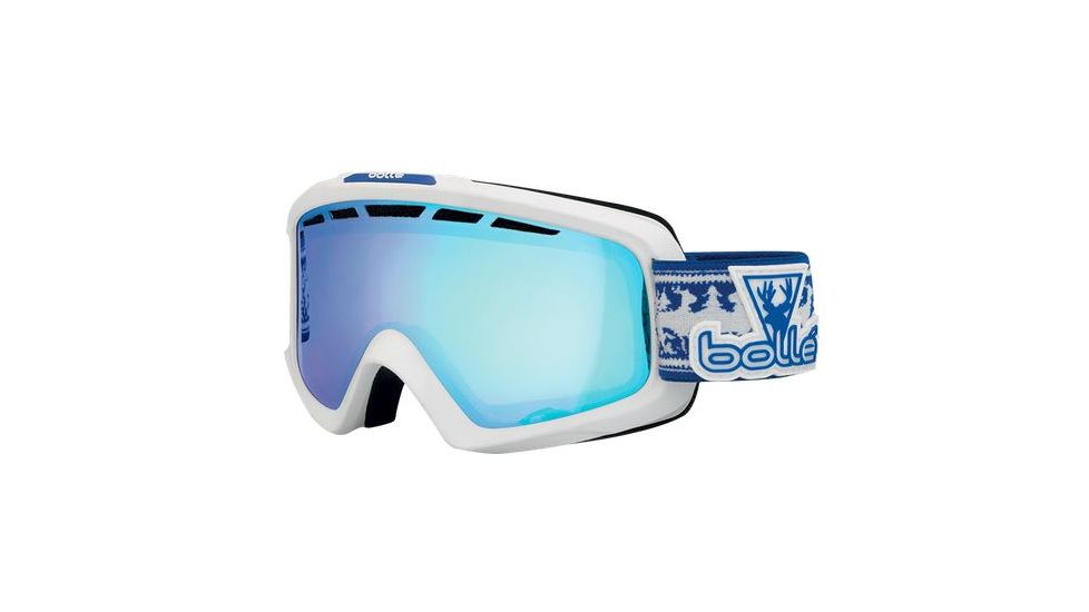 Bolle Nova II Ski/Snowboard Goggles,Matte White and Blue Frame,Aurora Lens 21339