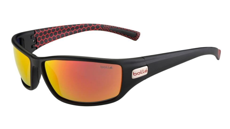 Bolle Python Sunglasses,Matte Smoke/Red Frame,TNS Fire Rectangle Lens 12125